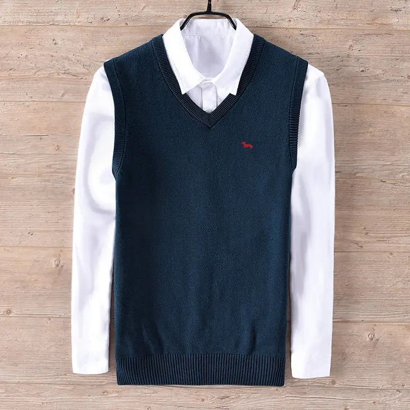 Мужской трикотажный свитер однотонные повседневные облегающие хлопковые