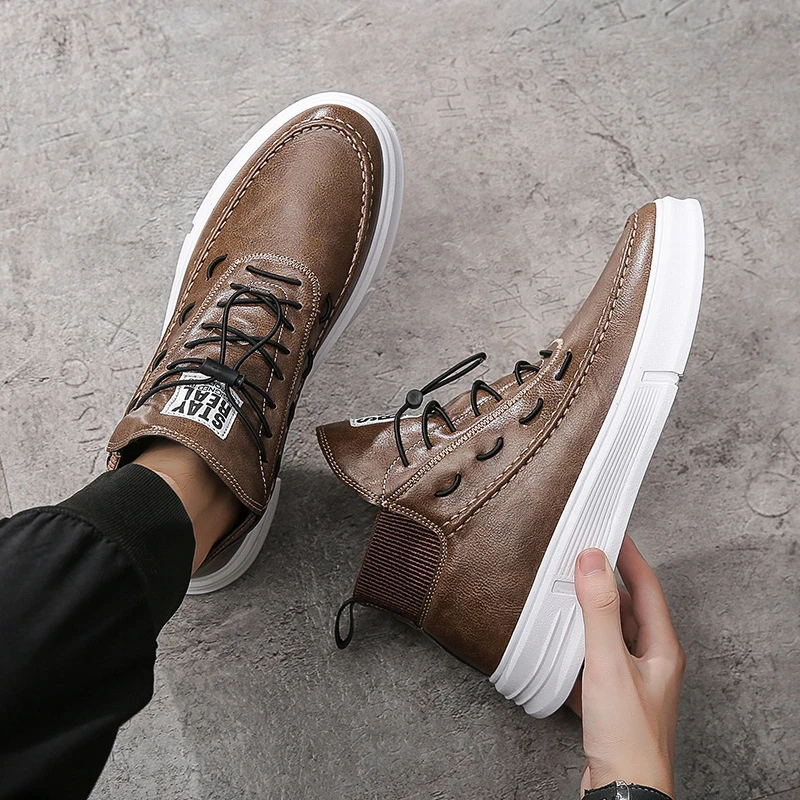 

Leather Sneakers Men Loafers Water Proof Casual Shoes for Men Fashion Platform Sneakers Men Hip Hop Leather Shoes Mens Trainers