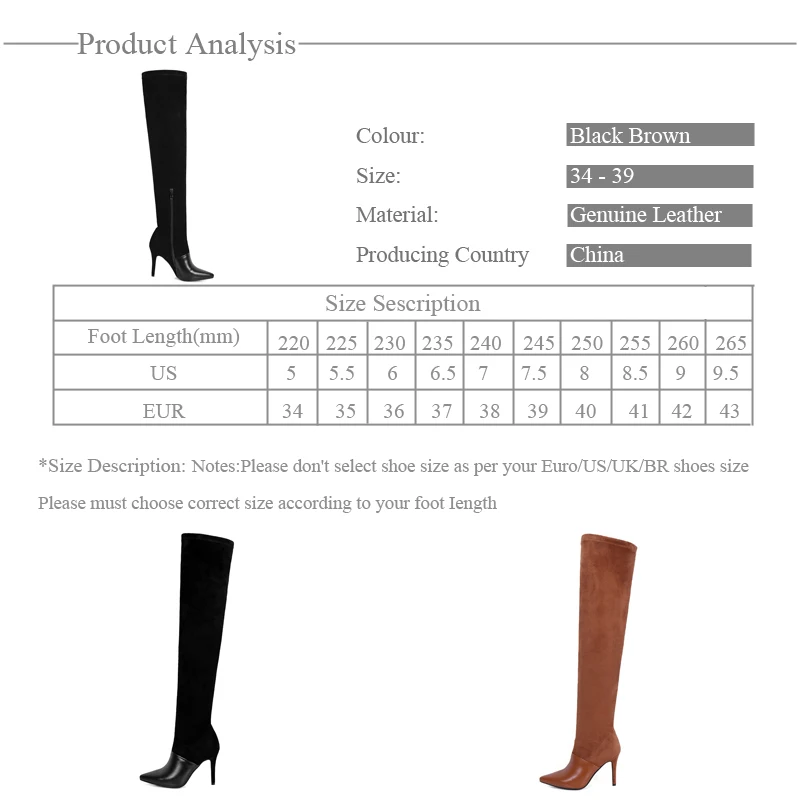 

2020 Winter Over The Knee Women Boots Stretch Fabrics High Heel Slip On Shoes Pointed Toe Woman Long Boots Size 34-43