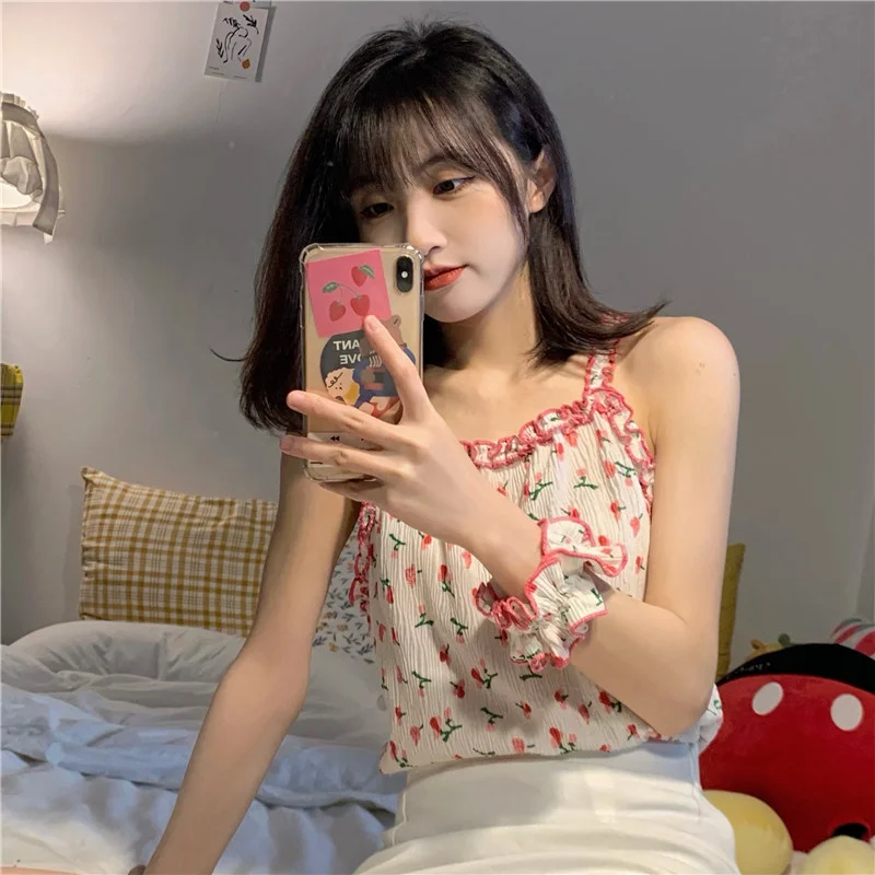 Цветочный цветной жилет для девушек в Корейском стиле иностранном уменьшающий