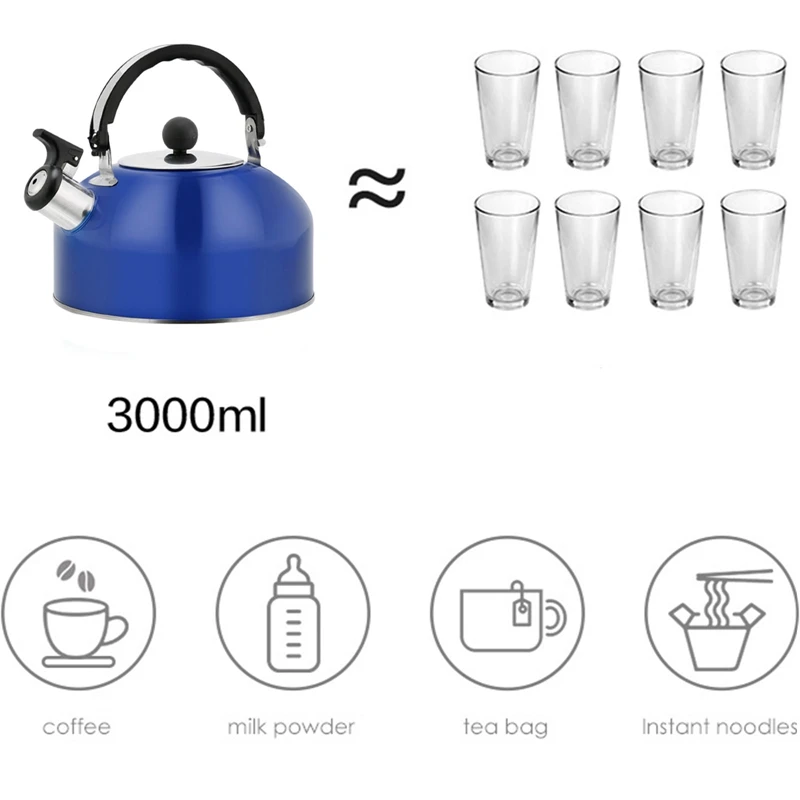 Чай чайник плита со свистком горшок Нержавеющая сталь бак горячей воды для 3L
