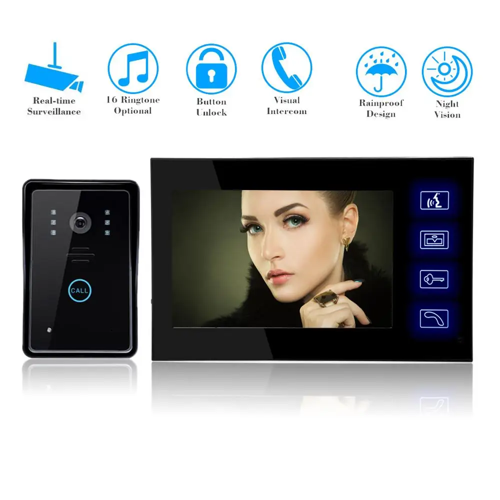 Vidoe проводной дверной звонок 7 ''видеодомофон комплект системы безопасности