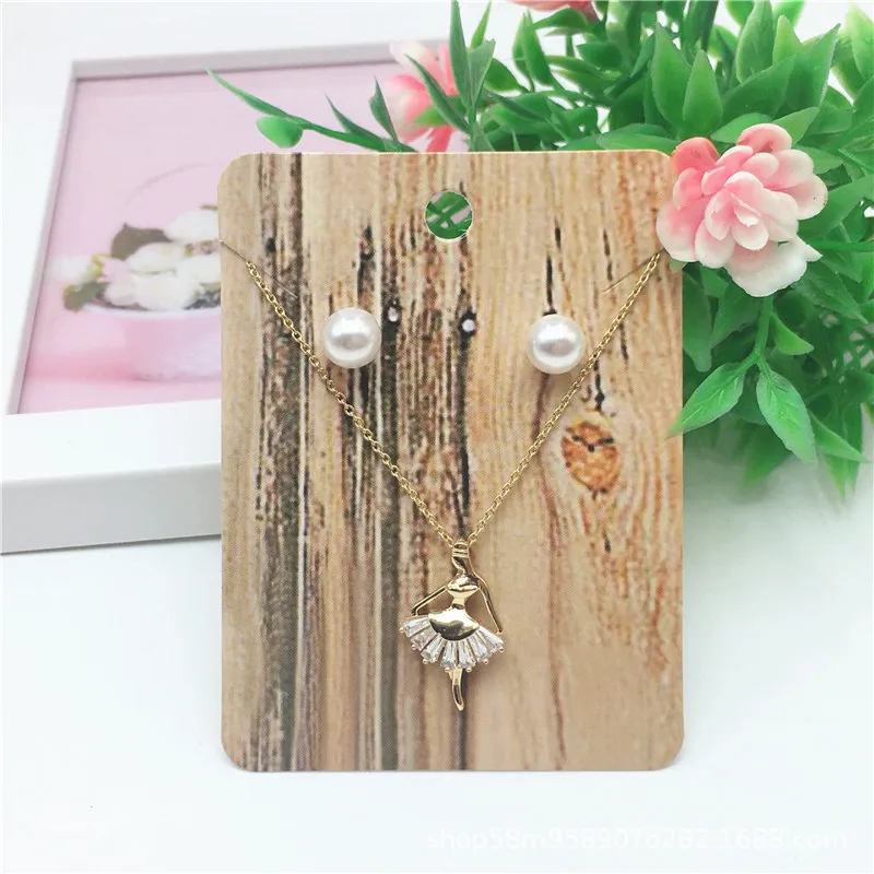 

100Pcs Blank Flower Paper Cards Jewelry Display Cases Necklace Earring Cards Set Label Tag Holder Jewelry Packaging Cardboard
