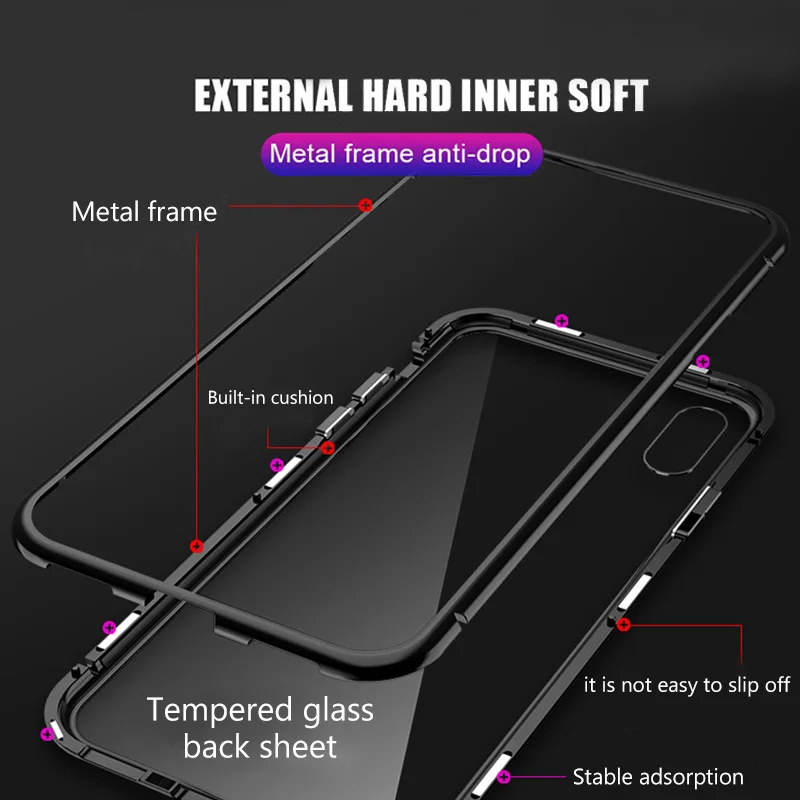 Магнитный металлический чехол для Huawei P30 P20 Honor 10 Mate 20 Pro P Smart 2019 Nova 3 3i 4 задняя