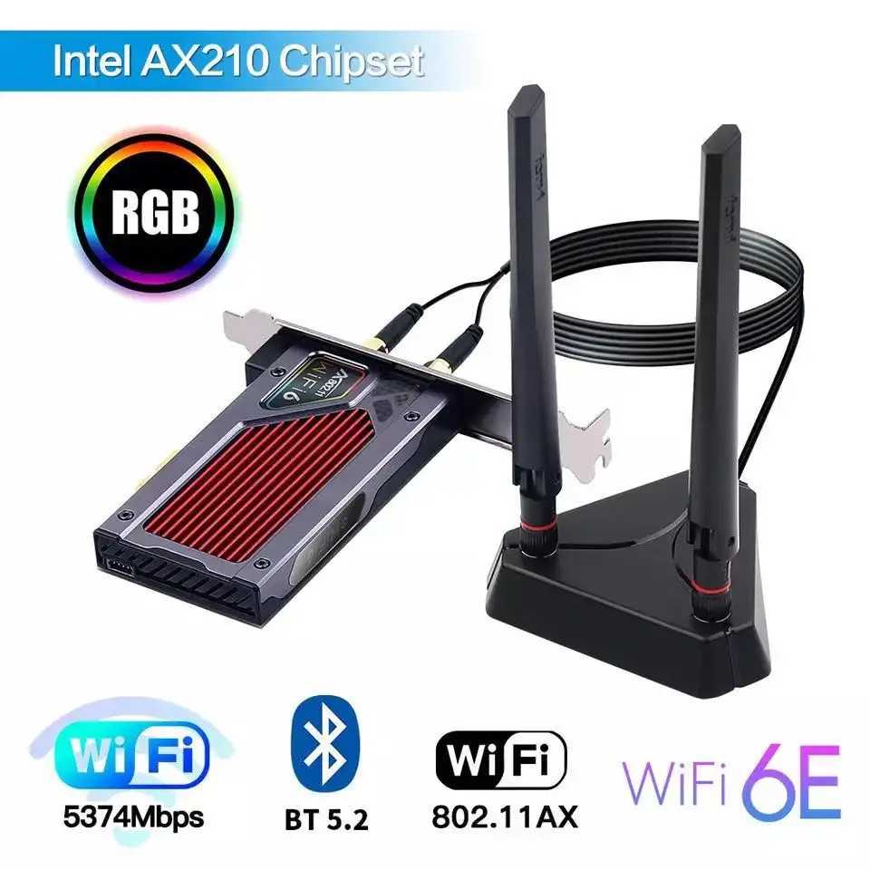 

Triple Band AX210 5743M supports 2.4G/5G/6G Bluetooth 5.2 dual band AX200 2400M Bluetooth 5.1 RGB 802.11ax Windows 10 64 bit