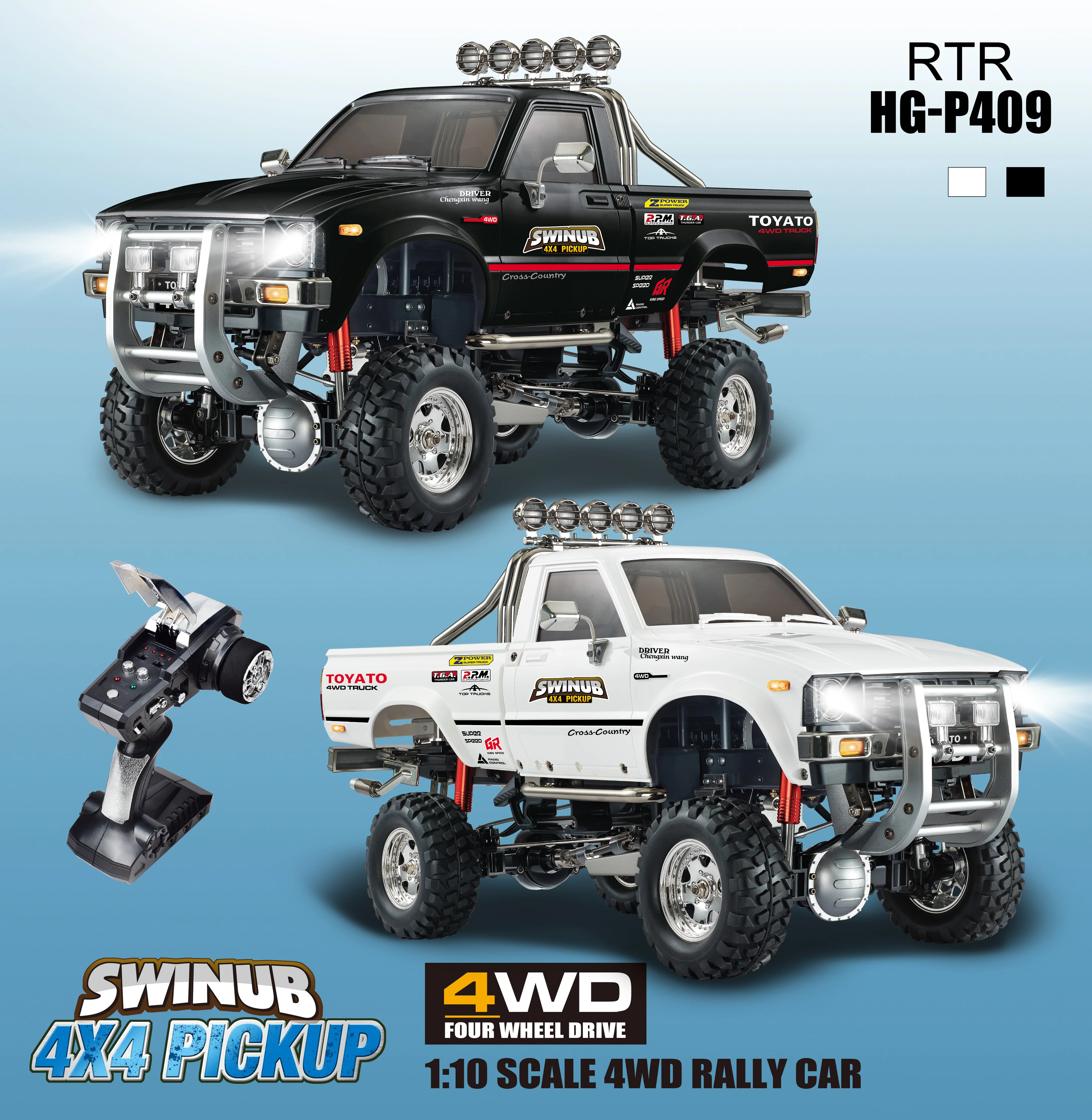 TOYATO SWINUB 4X4 пикап масштаб 1:10 2 4G 4WD раллийный автомобиль HG P409 RTR без зарядного