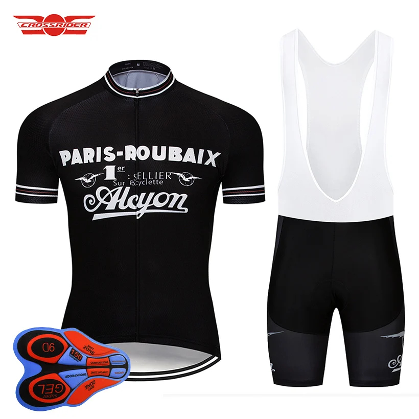 

2022 New 2022 Summer Retro Cycling Jersey 9D Bib Set MTB Uniform Bicycle Clothing Breathable Bike Clothes Wear Mens Short Maill