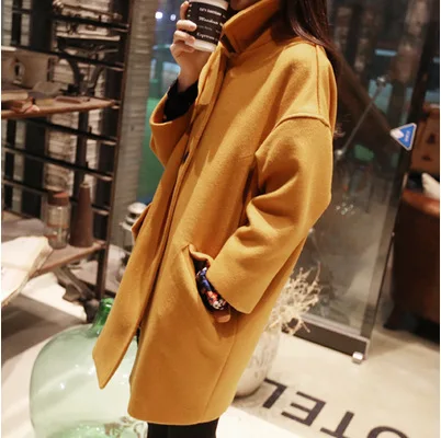 

New winter han edition women's clothing woolen cloth coat big yards long woollen coat of cultivate one's morality