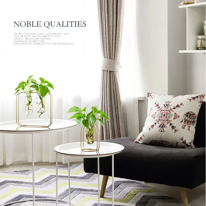 Скандинавская стеклянная ваза в виде кювета Современная позолоченная железная