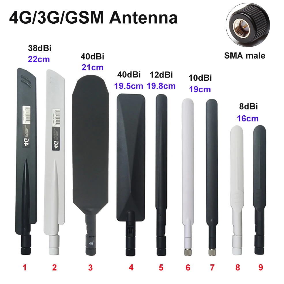 2 шт. 4G 3G GSM LTE Антенна внешняя с SMA Мужской высоким коэффициентом усиления 700-2700 МГц