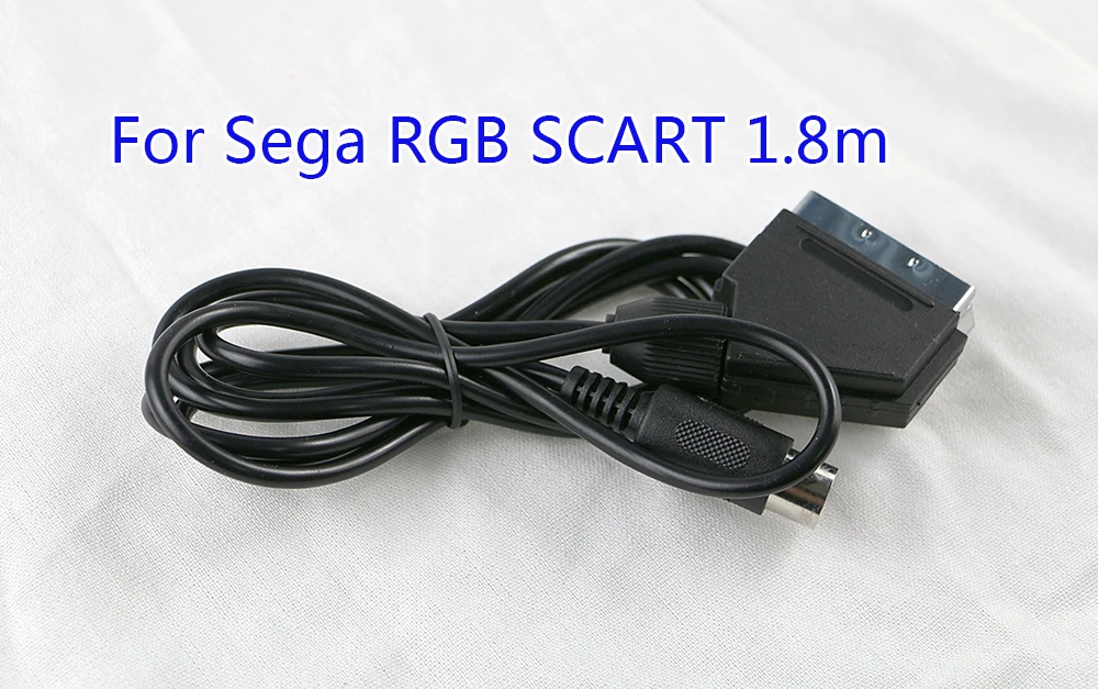 10pcs C-Pin Black RGB Scart Data Line 1.8m Charging Power Cable PAL C Pin For Sega Genesis 1 Mega Drive MD Master System - купить по