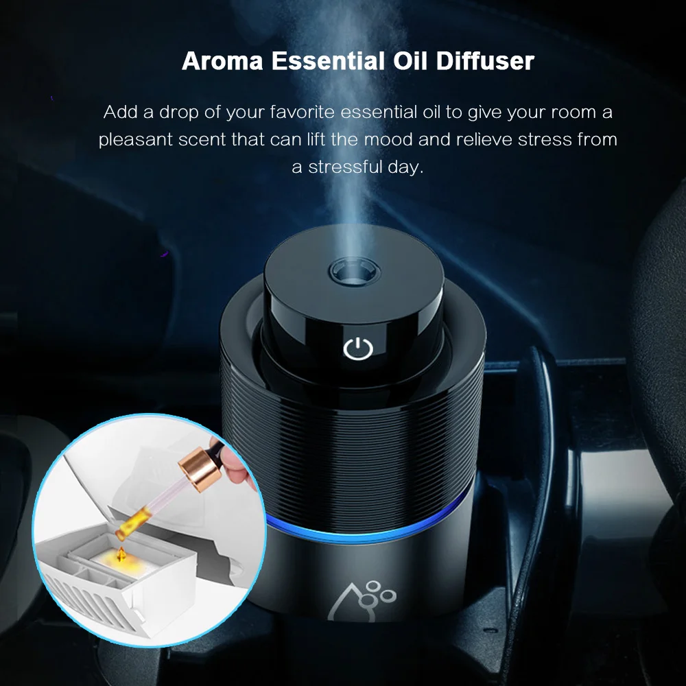 

USB Car Air Humidifier Essential Oil Diffuser200ml Portable Auto Mini Ultrasonic LED Lights Aromatherapy for Car Aroma Diffuser