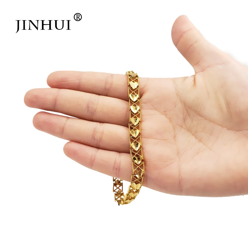 Женский браслет из Дубая Jin Hui золотистый длиной 21 см украшение для вечеринки