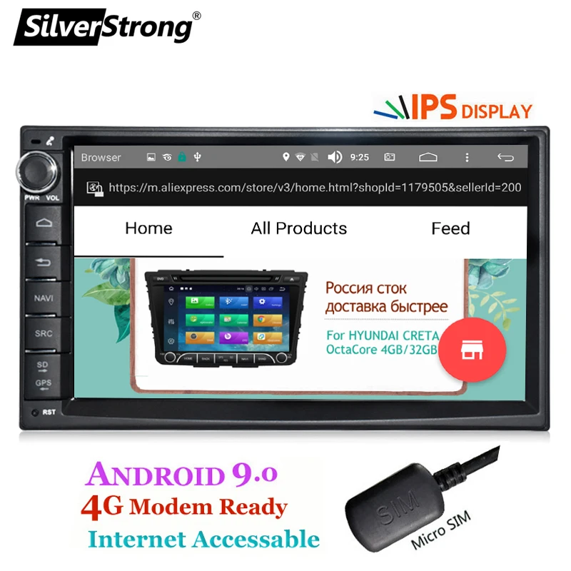 SilverStrong Android9 1Din " Универсальный Автомобильный dvd радио Мультимедиа Bluetooth gps Навигация стерео MirrorLink 707M3