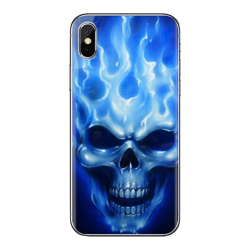 Для samsung Galaxy S2 S3 S4 S5 мини S6 S7 край S8 S9 Plus Note 2 3 4 5 8 Coque Fundas синий череп Фоны чехол для