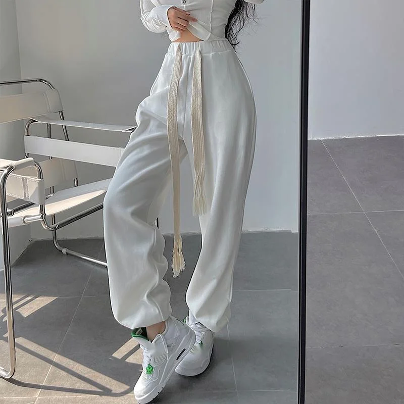 

WOMENGAGA Girl High Waist Loose Slim Drawstring Sweatpants Trousers Sports Workout Casual Pants Women Casual Korean Women 3G3M