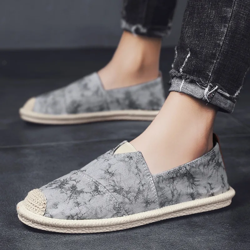 

Summer Flat Shoes Men Casual Canvas Light Hard-Wearing Espadrilles Loafers Sneakers Shoes Breathable Slip-On Outdoor Comfortable