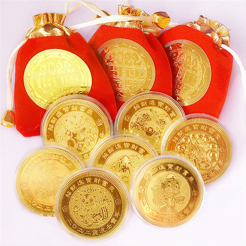 

2022 Chinese New Year Tiger Year Original Commemorative Coin Decorations tiger symbol Crafts Storage Red Envelope Lucky Money