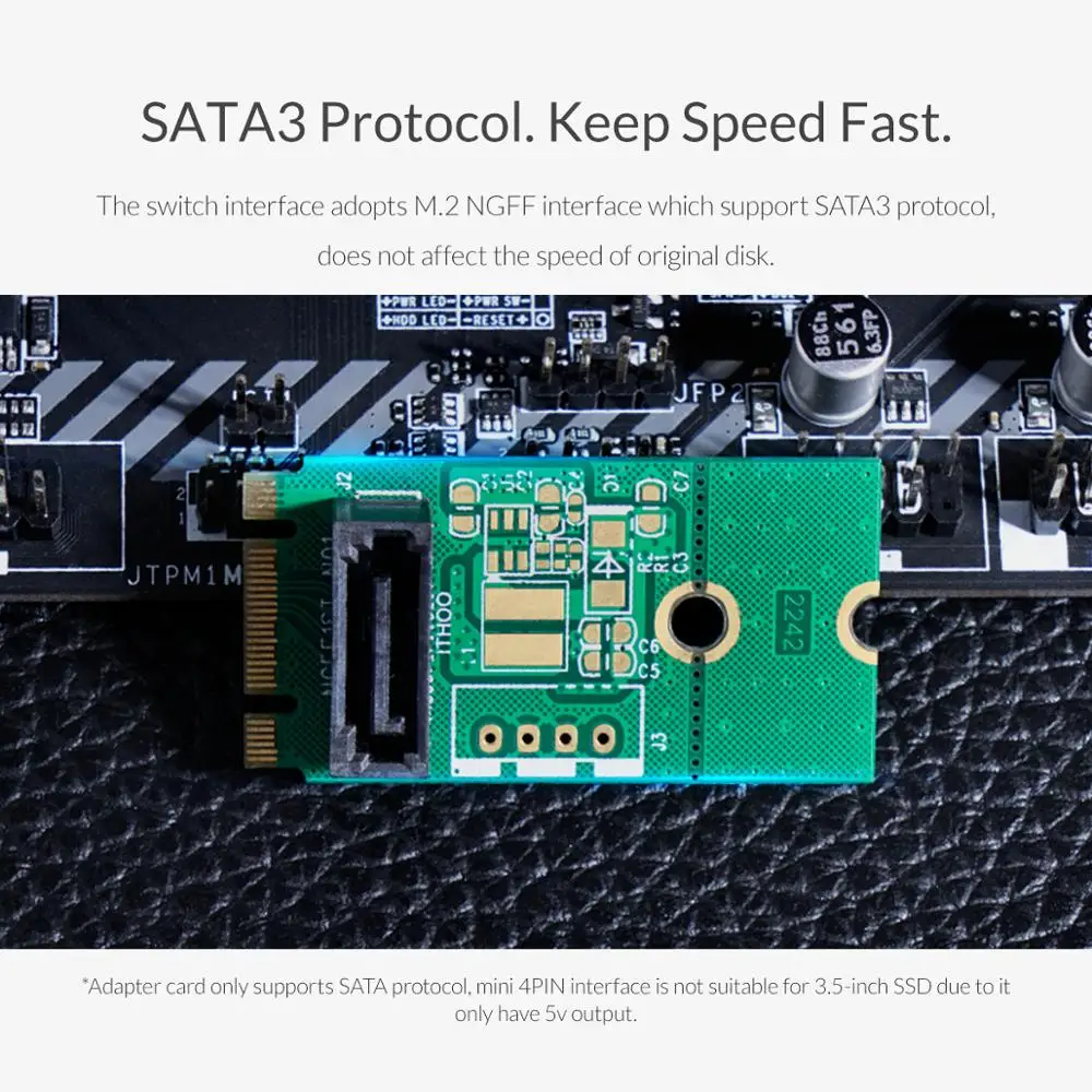ORICO SATA к M.2 адаптер NGFF 7PIN SSD твердотельный жесткий диск 22X40 размер поддержка