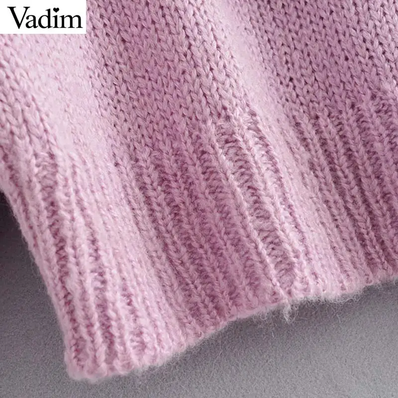 Vadim милый Женский вязаный свитер с оборками длинные рукава круглый вырез