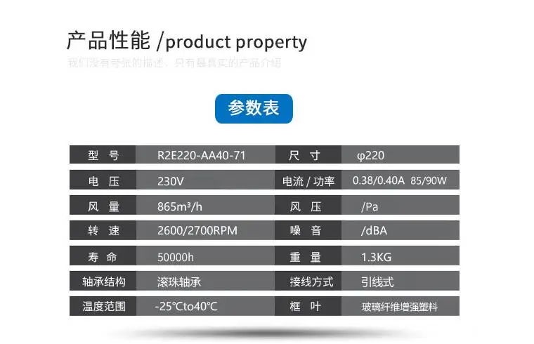 

ebmpapst R2E220-AA40-71 AC 230V 85W 220x220x50mm Server Cooling Fan
