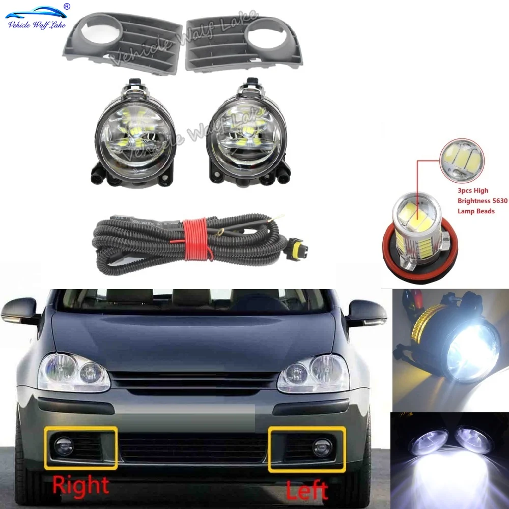 

LED Car Light For VW Golf 5 A5 MK5 2004 2005 2006 2007 2008 2009 Car Front LED Fog Light Fog Light With Grille And Wire