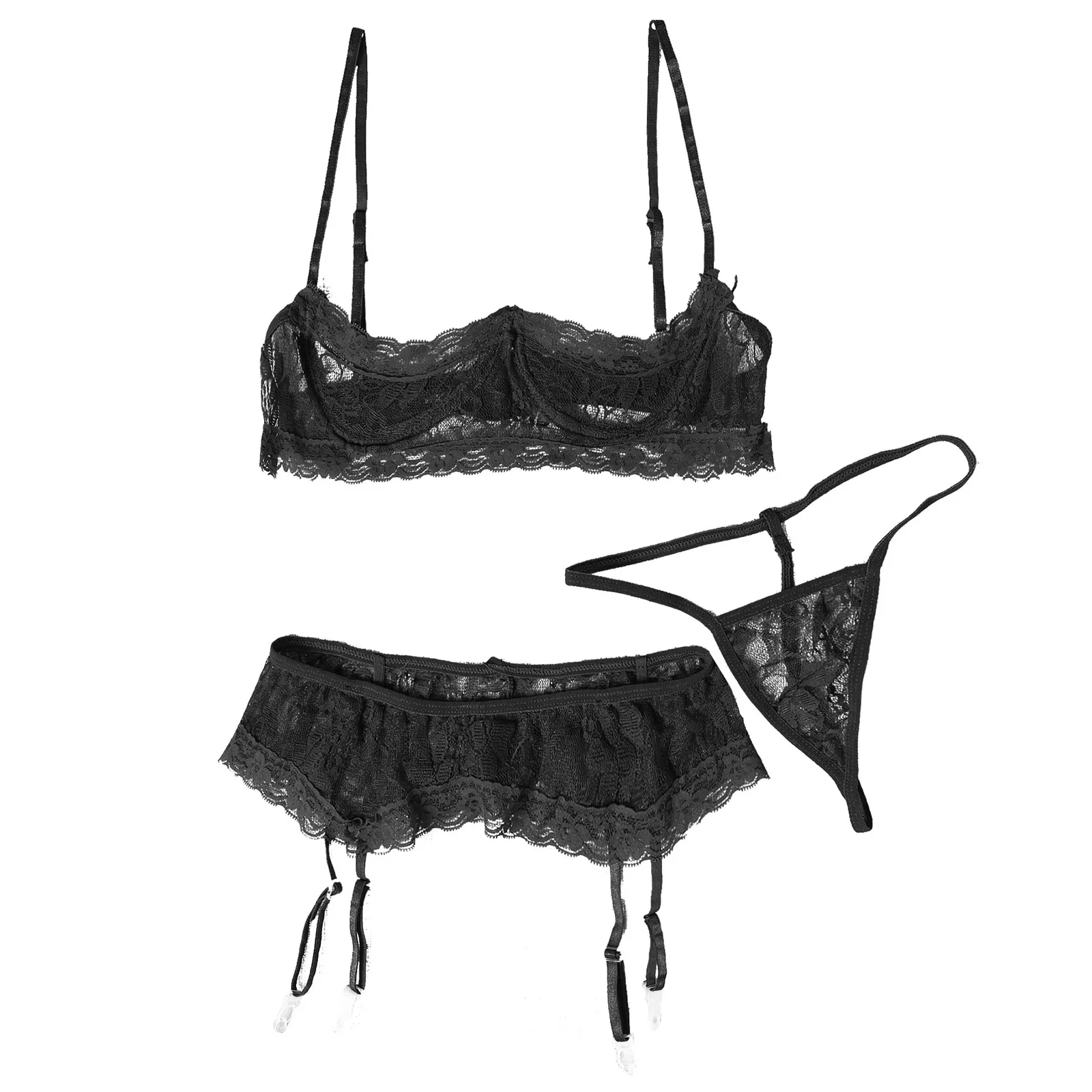 Женское прозрачное кружевное экзотическое нижнее белье комплект женского