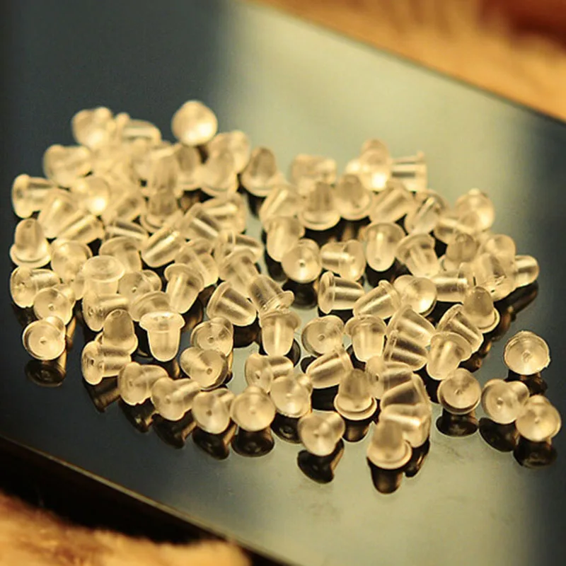 

100 Pcs/Set Soft Clear Earrings Stud Back Stopers Transparent Plastic Plugs NYZ Shop