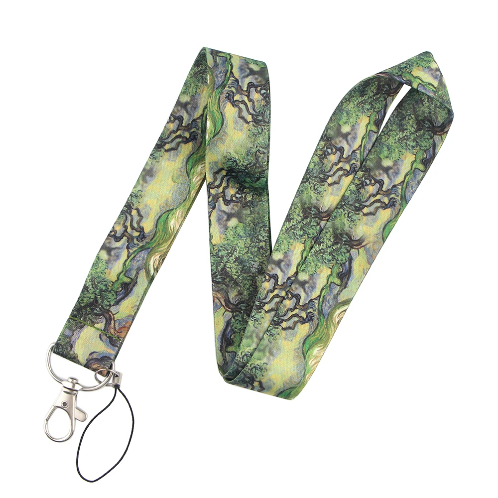 

K2503 Wholesale 20pcs/lot Art Series Oil Painting Lanyard for Buttons Phone Cool Neck Strap Lanyard for Camera ID Badge