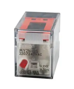 MY2 5108A MY2N-GS AC220/240 BY OMZ/C Relay, plug-in, 8-pin, DPDT, 7 A, mechanical & LED indicators, 220/240 VAC