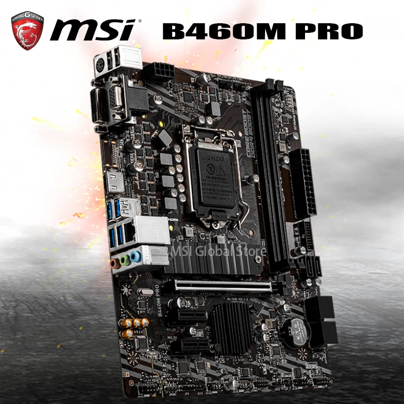 Online LGA 1200 MSI B460M PRO Motherboard DDR4 64GB M.2 SATA3 DVI VGA Unterstützung 10th-Gen Cpu Desktop Intel B460 Placa-Mãe 1200 Micro ATX