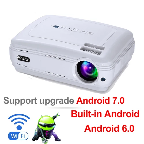 WZATCO CTL60 Android 9,0 wifi 5500 люмен full HD Портативный ТВ светодиодный проектор 1080P 4K видео игры HDMI мультимедийный ЖК-проектор для домашнего кинотеатра - Цвет: CTL60 Android 6 W