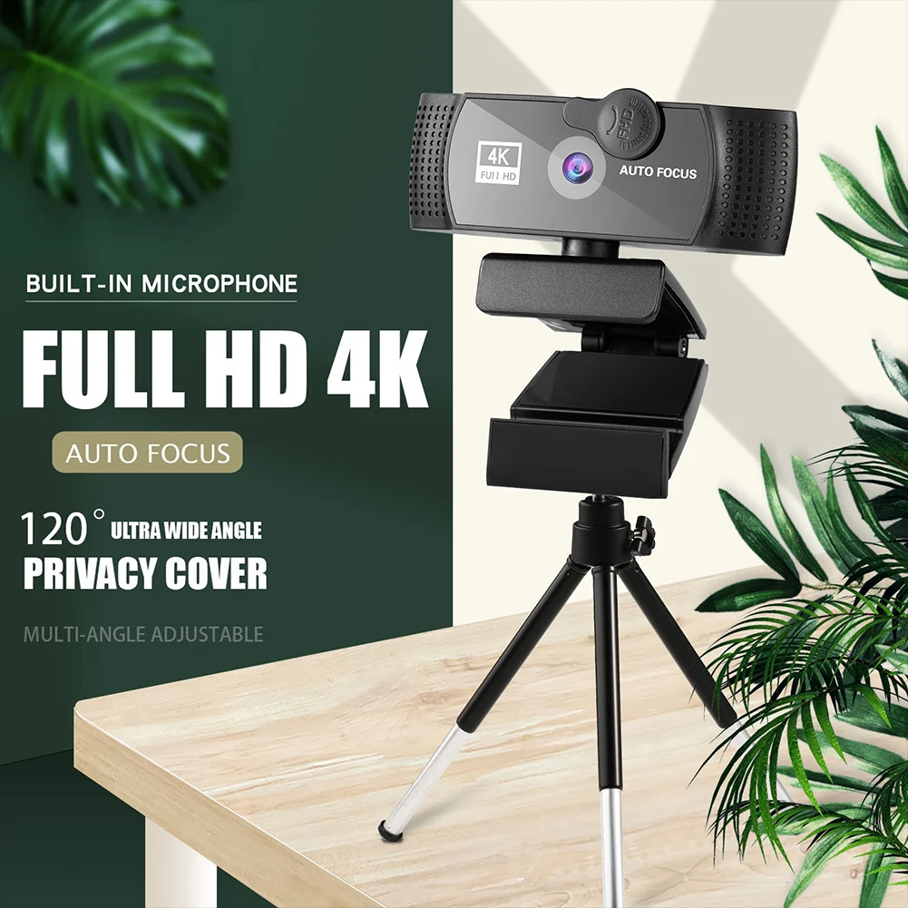 

USB Webcam with Privacy Cover Noise-Reduction Microphone 1K/2K/4K 30fps Web Camera for Live Streaming Broadcasting Conferencing