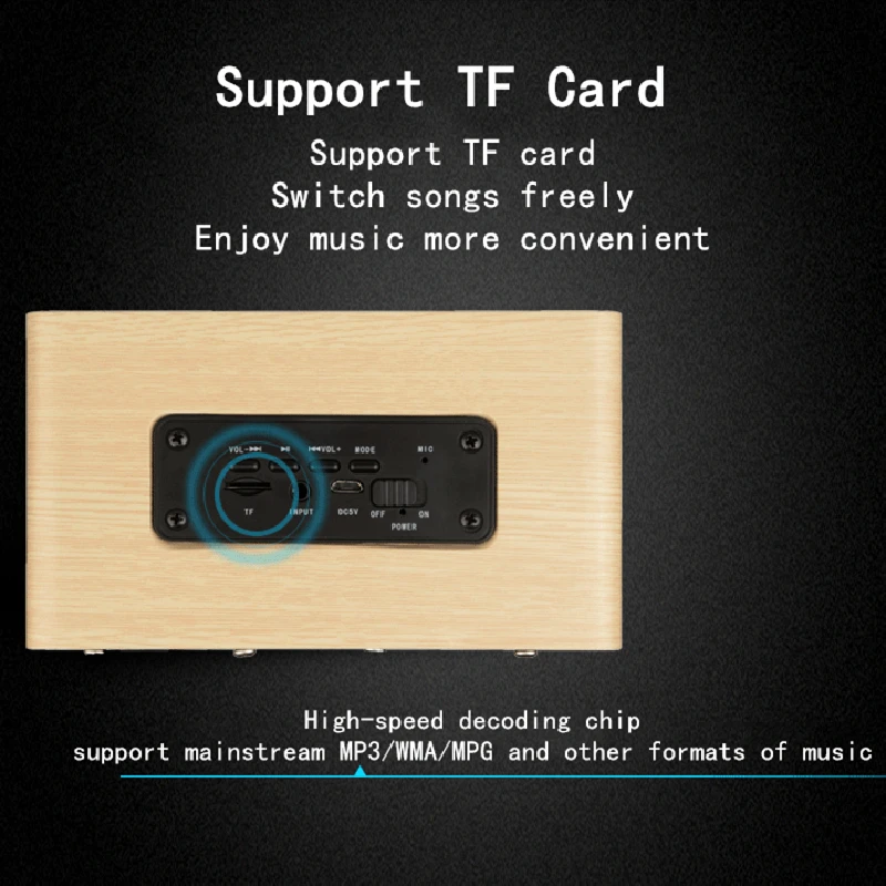 Беспроводной/проводной Bluetooth HIFI динамик для TF карты креативное деревянное