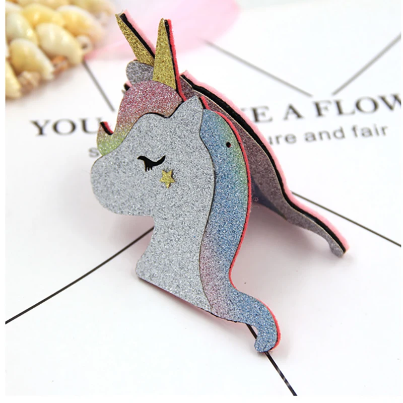 10 шт. блеск Единорог войлок для малышей аксессуары волос и детские заколки felties
