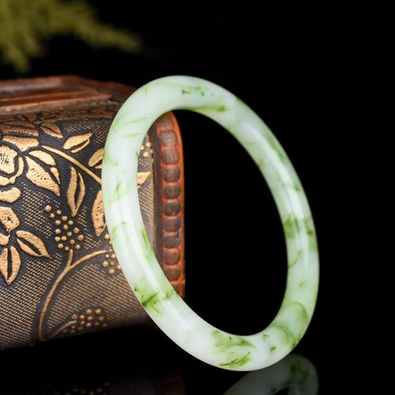 

Natural Fuchsia Hand Carved Round Bar Jade Bracelet Fashion Boutique Jewelry Men and Women Floating Flower Beauty Bracelet