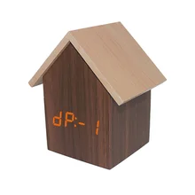 Alarm Clock Desktop Digital Display Electronic Time Office Gift Free Standing Voice Control Decor Home House Shape Children Led