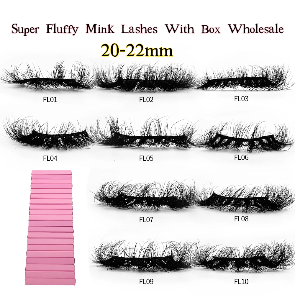 

Rainsin FL Curly 20mm Mink Eyelashes Bulk Fake Lashes Packaging Boxes Flufy Dramatic 5D Mink Lash Vendor 22mm Lashes Wholesale