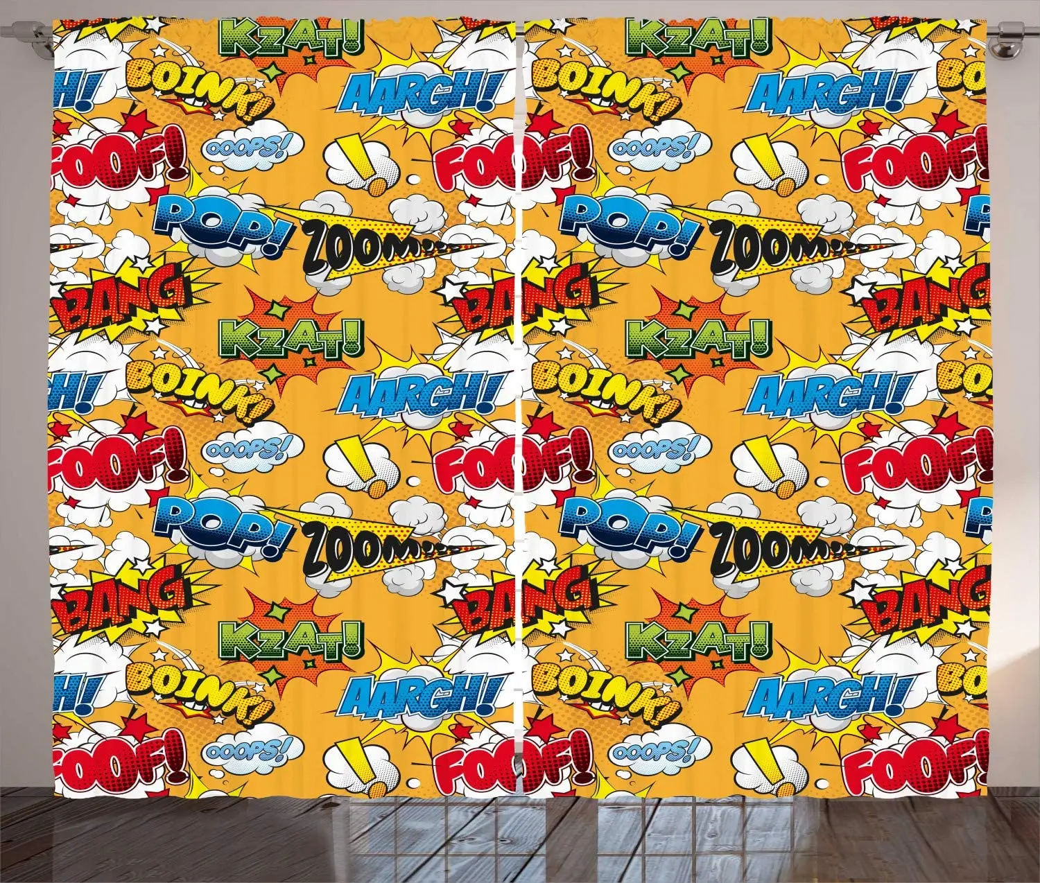 Мультяшные занавески с различным узором в стиле ретро комикс звуковые эффекты