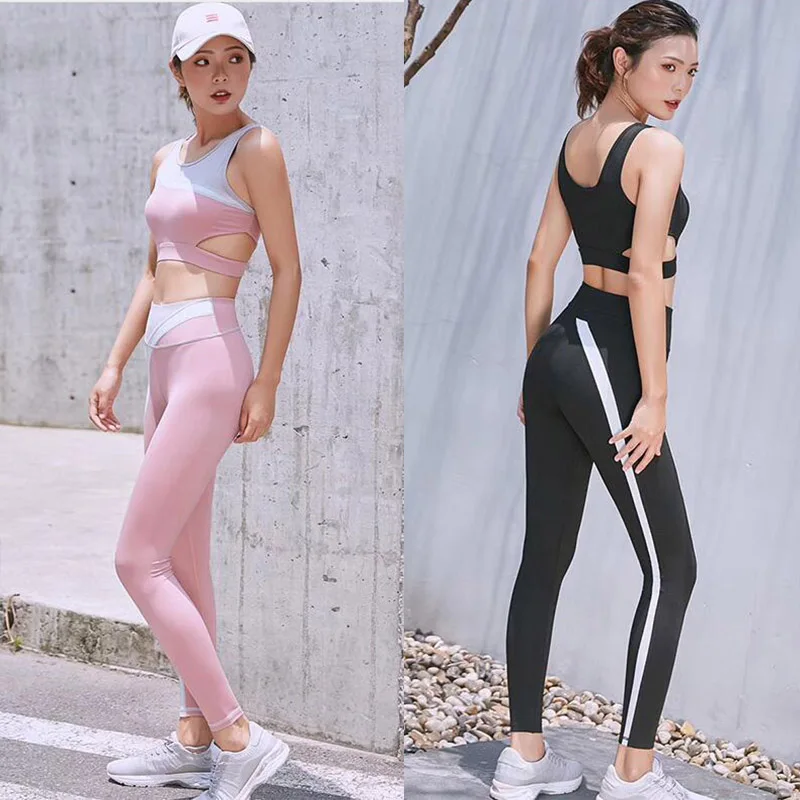 Женский комплект для йоги 2 шт. одежда фитнеса тренажерного зала комплекты