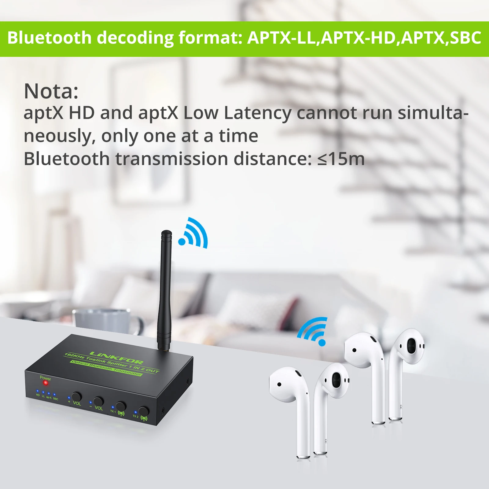 Оптический Сплиттер LiNKFOR 192 кГц Toslink с/без Bluetooth-совместимый передатчик 5 0 цифровой