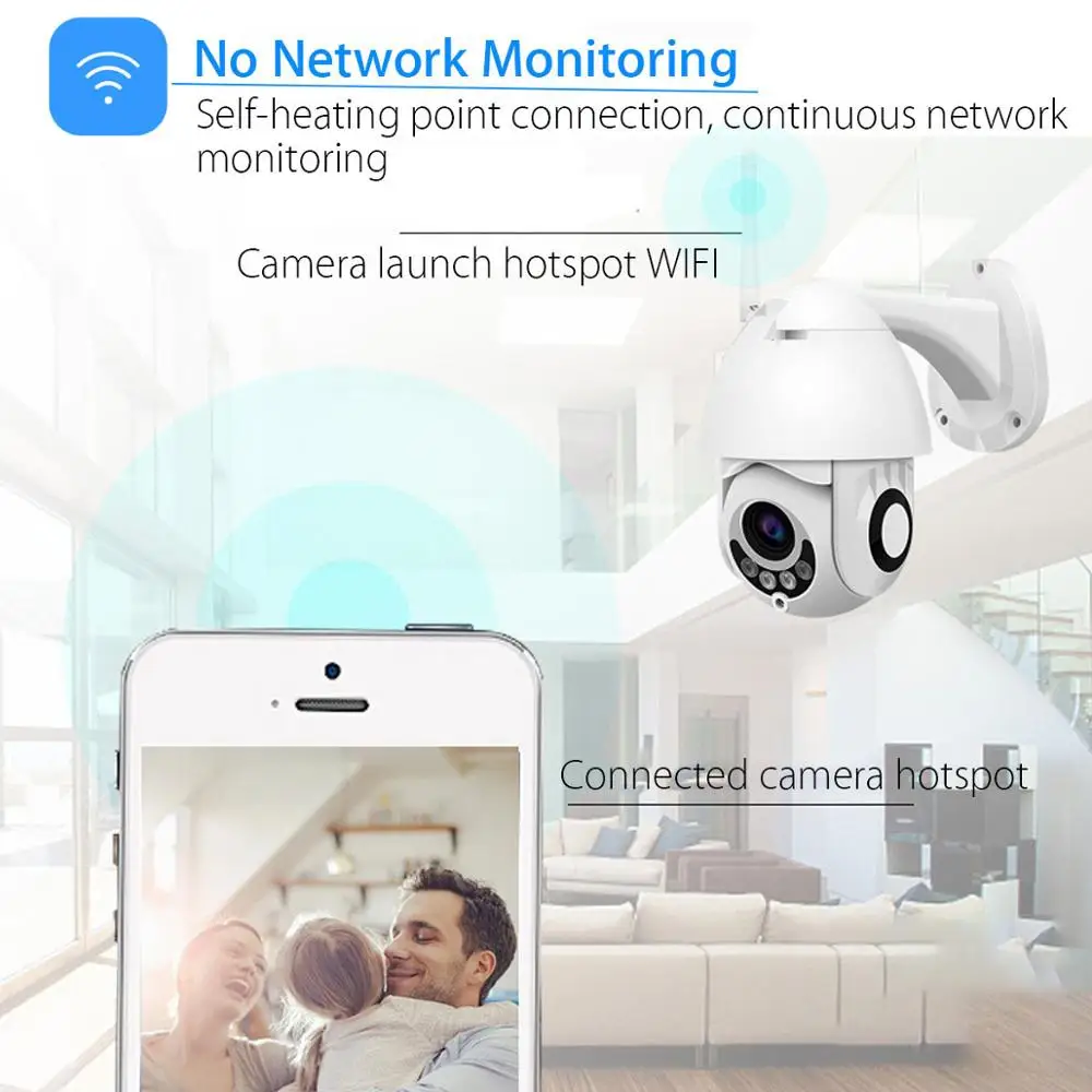 IP камера купольная беспроводная водонепроницаемая с 4 кратным увеличением Wi Fi