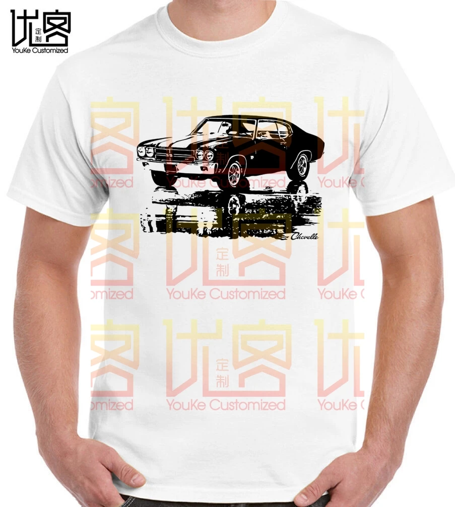 

1970 CHEVY CHEVELLE SS Silhouette American Muscle Car Soft Cotton T-Shirt