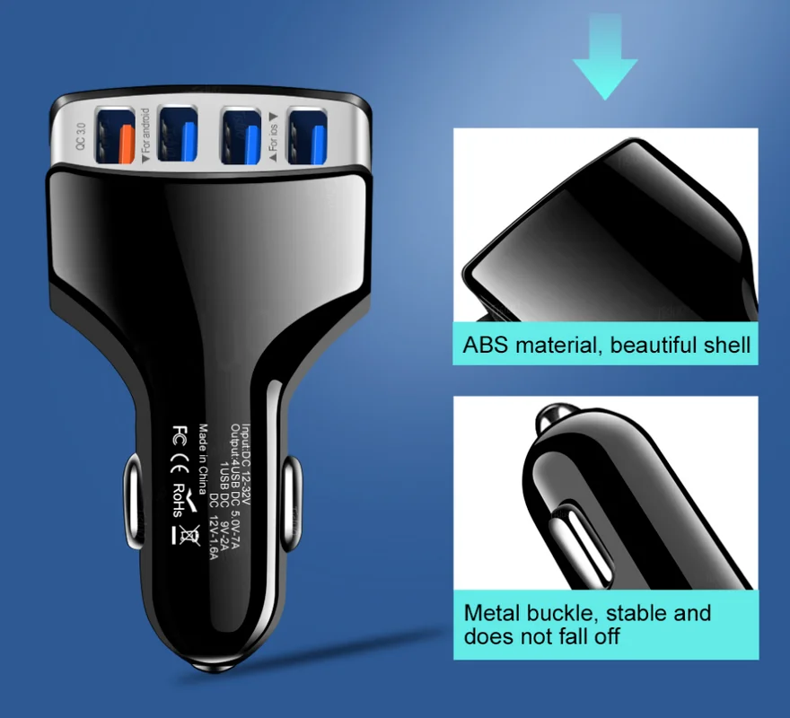Автомобильное зарядное устройство Quick с несколькими интерфейсами для автомобиля
