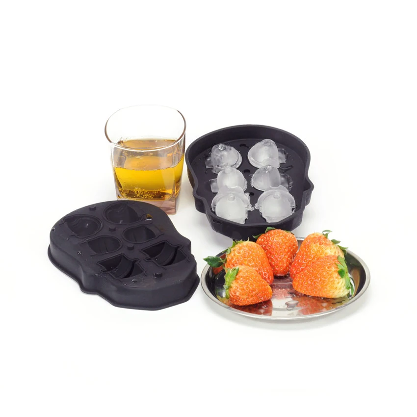 

3D Ice Cube Mold Skull Shape Maker Bar Party Silicone Trays Chocolate Mould 2