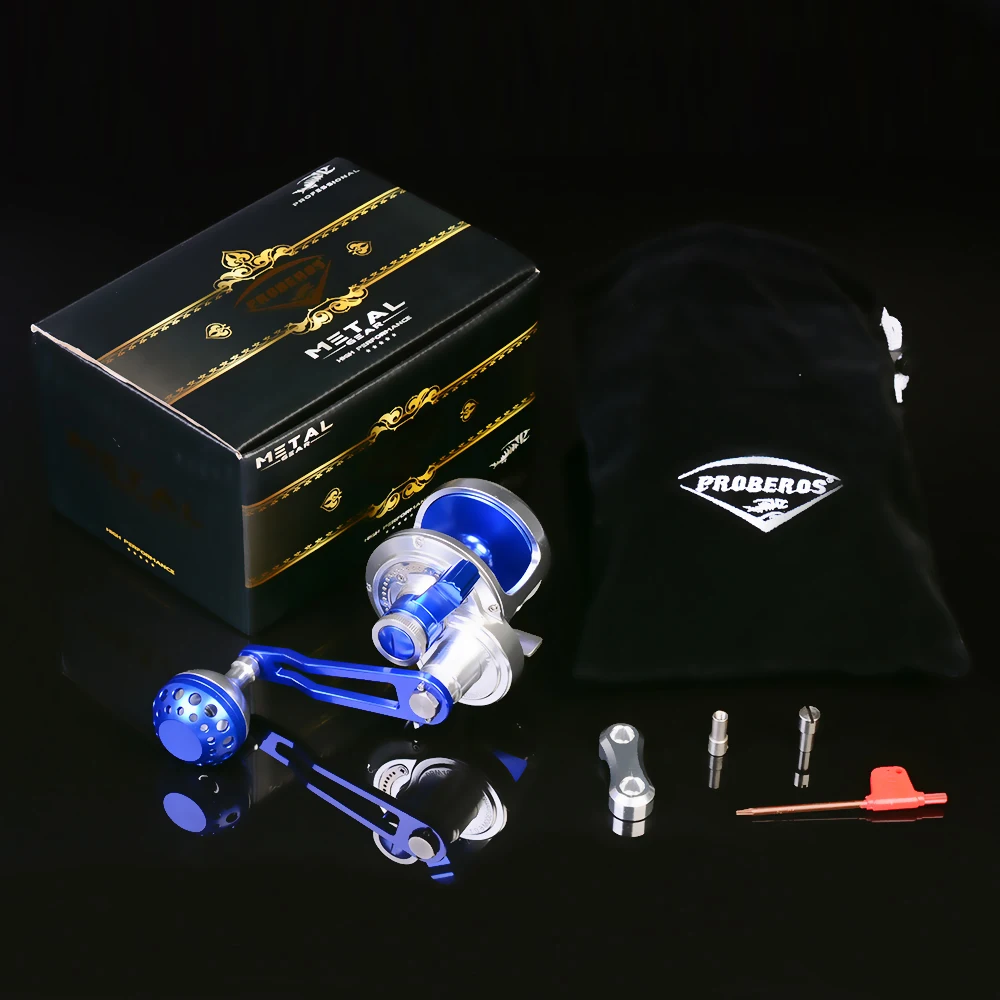 

PRO BEROS Jigging Reel Aluminum CNC Machined Fishing Reel Right Handl JIG REEL Max Drag Sea Boat 16-19kg Trolling Reel DBW300