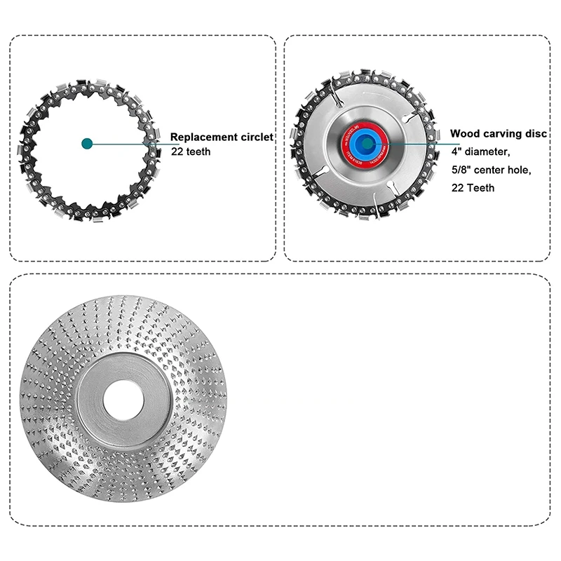 

Wood Carving Disc or Grinder Shaping Disc Set,Double Saw Teeth Shaper Woodworking Angle Grinder Attachment