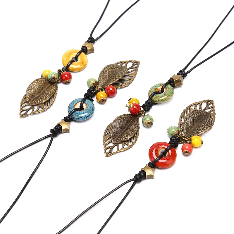 Модные женские керамические бусы кулон этническое ожерелье цепь Шарм ювелирные