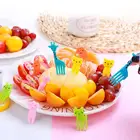 Вилка для фруктов в виде животных, фермы, мини-Мультяшные Детские снэки, пирожные, десерты, пищевые фрукты, зубочистка, бэнто, обеды, праздничный декор, случайный цвет