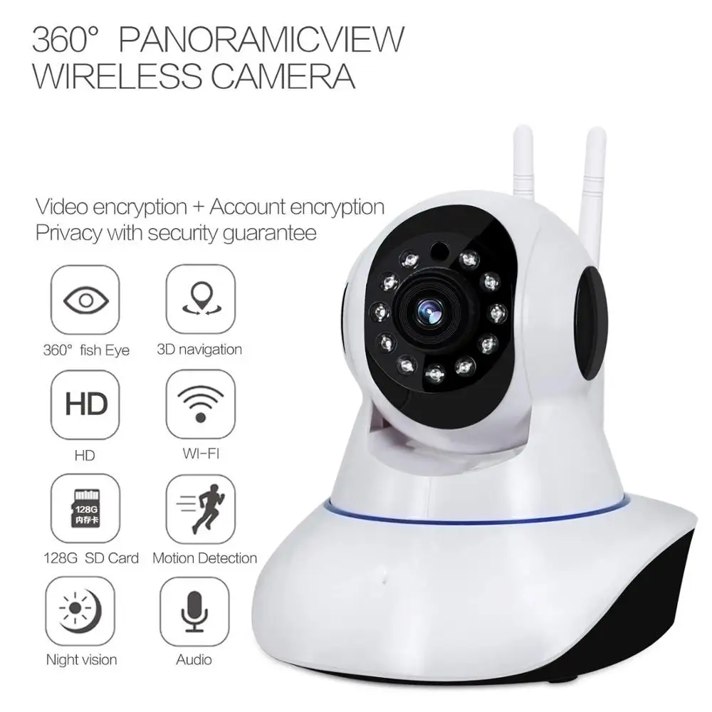 1080p панорамирования/наклона 360 ° панорамный Беспроводной Wi Fi IP Камера Смарт